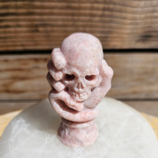 Pink Opal Skull Hand