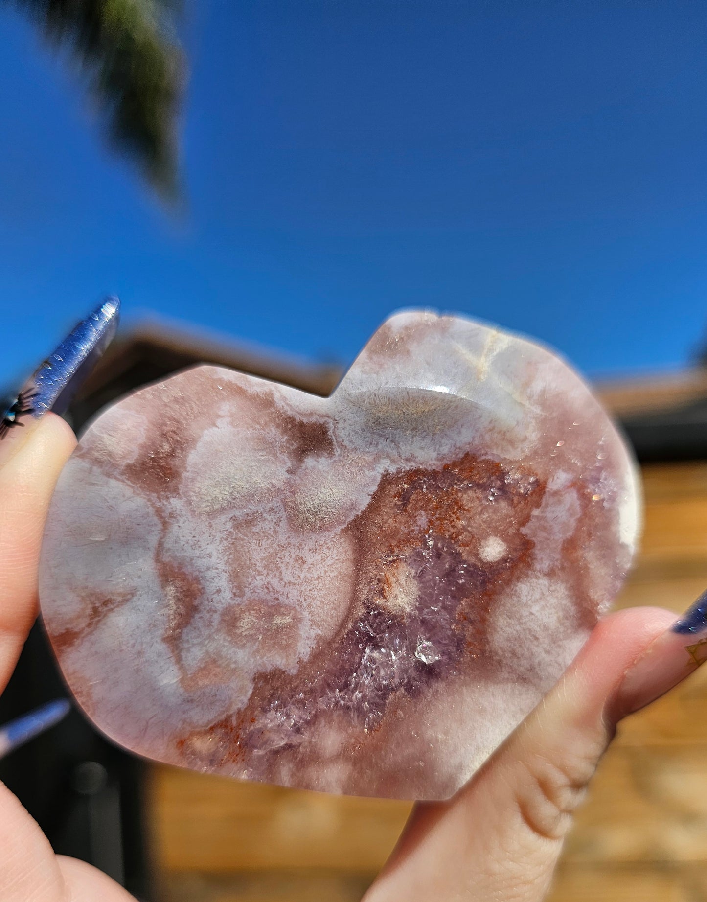 Amethyst-Flower Agate Heart #3