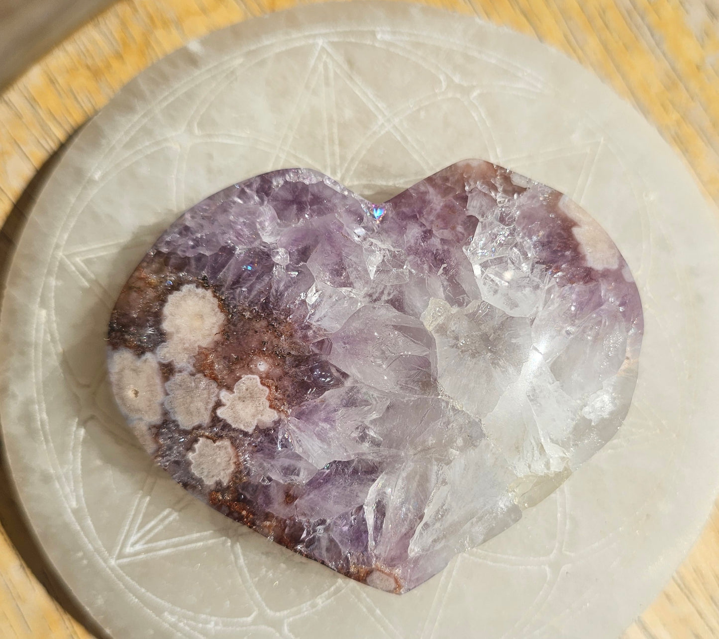 Pink Amethyst Flower Agate Heart #1