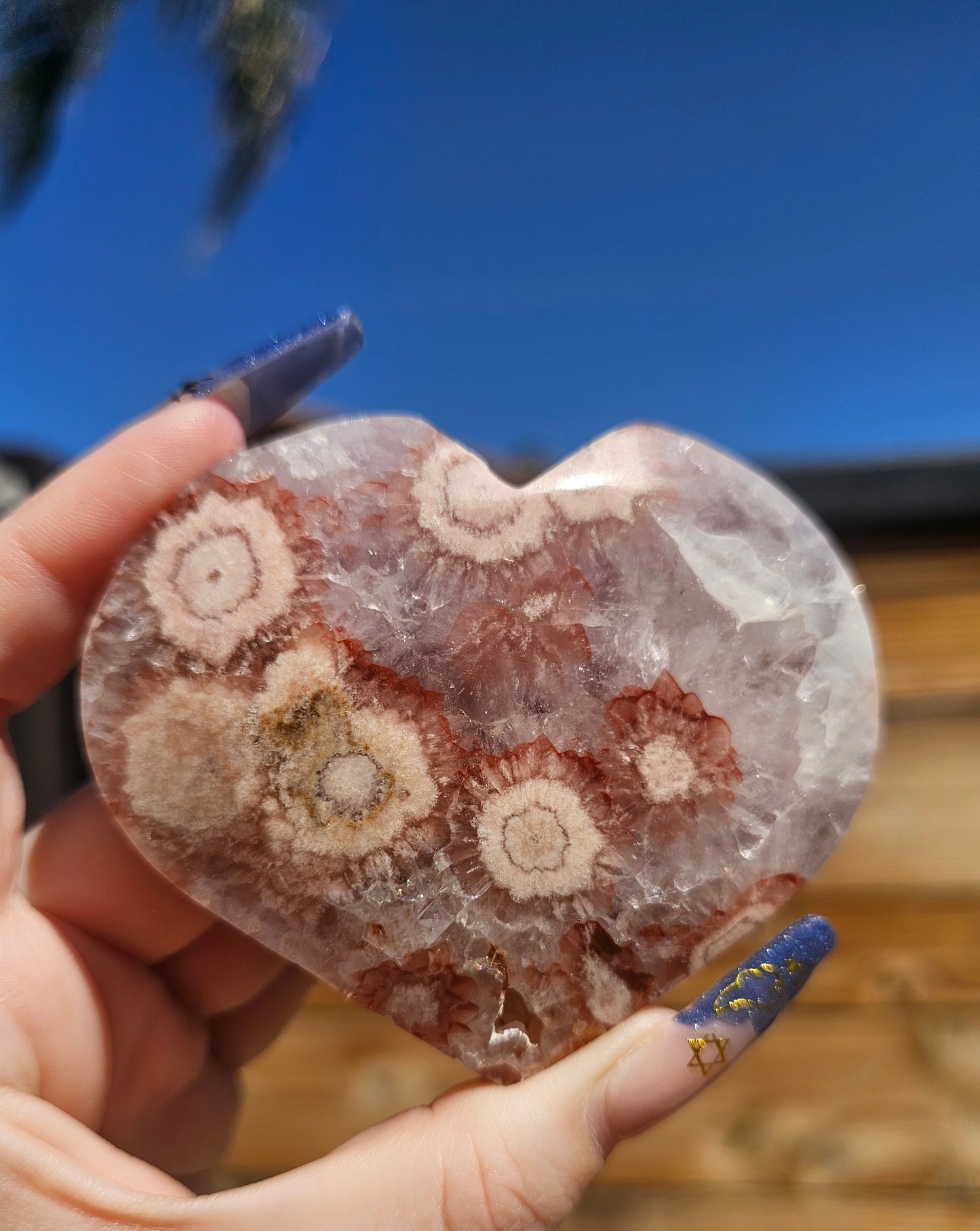 Pink Amethyst-Flower Agate Heart #2