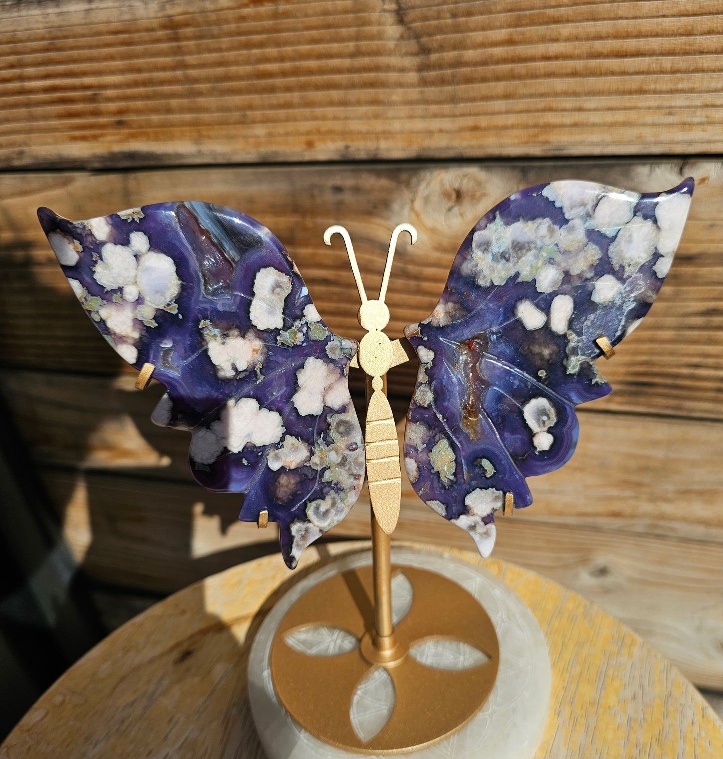 Large Black Flower Agate Butterfly