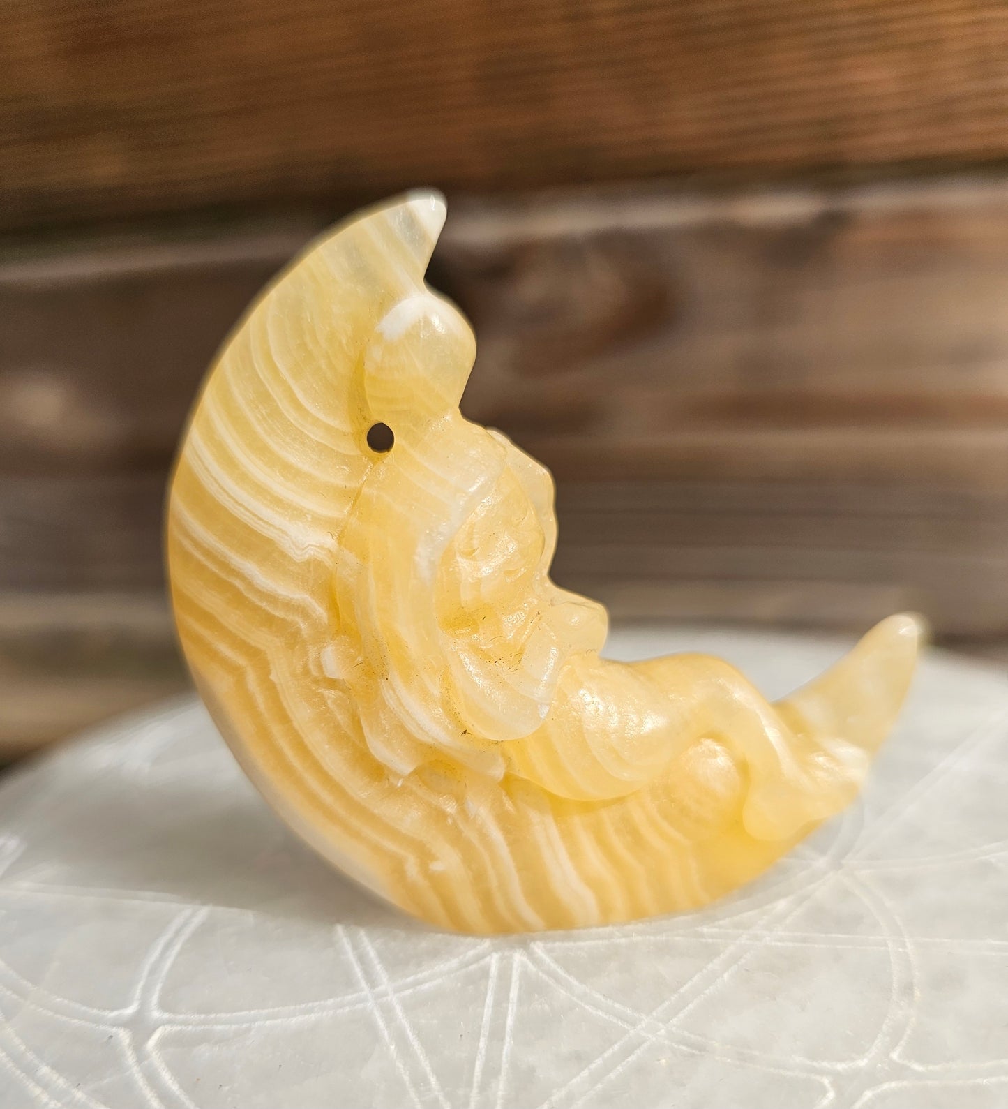 Orange Calcite Mermaid On Moon