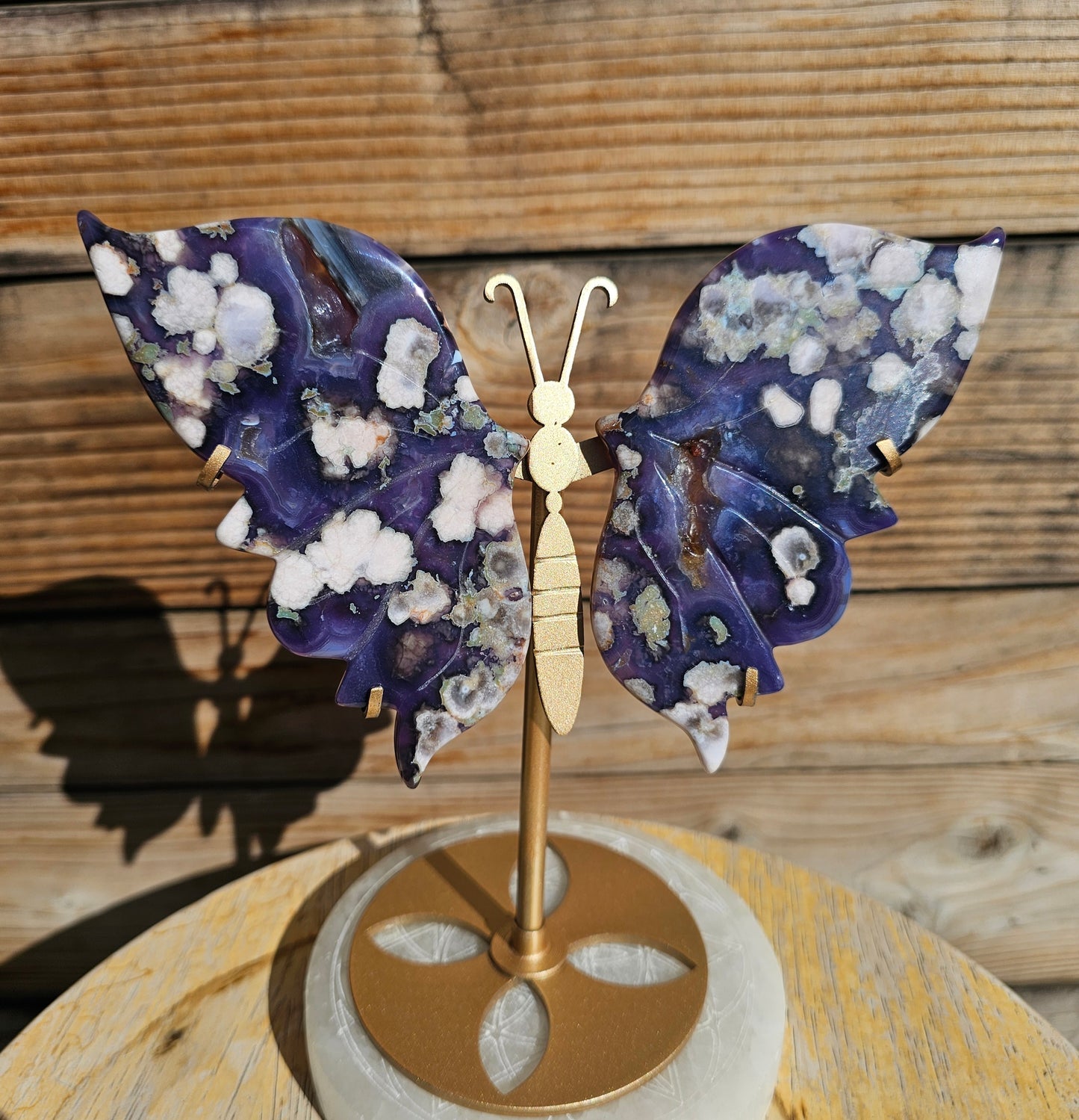 Large Black Flower Agate Butterfly
