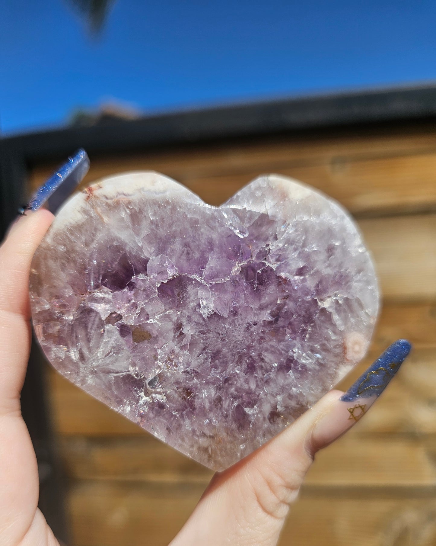 Amethyst-Flower Agate Heart #1