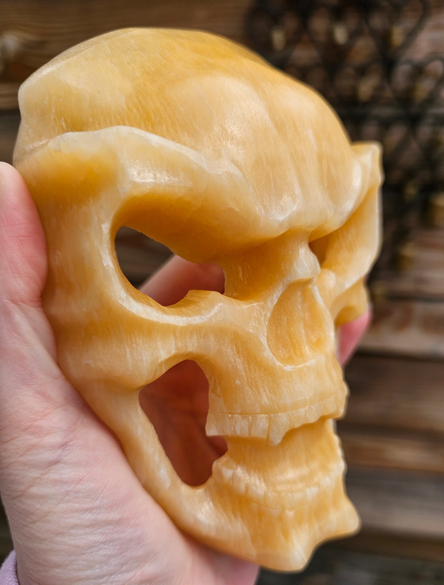 XL Orange Calcite Skull Mask