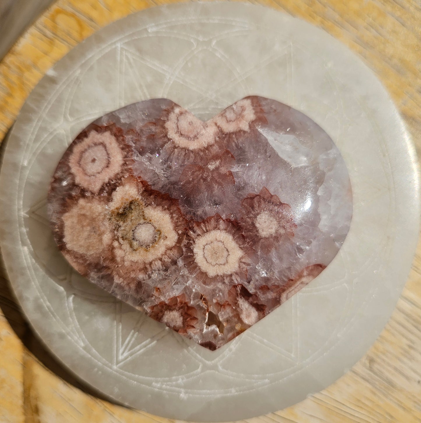 Pink Amethyst-Flower Agate Heart #2