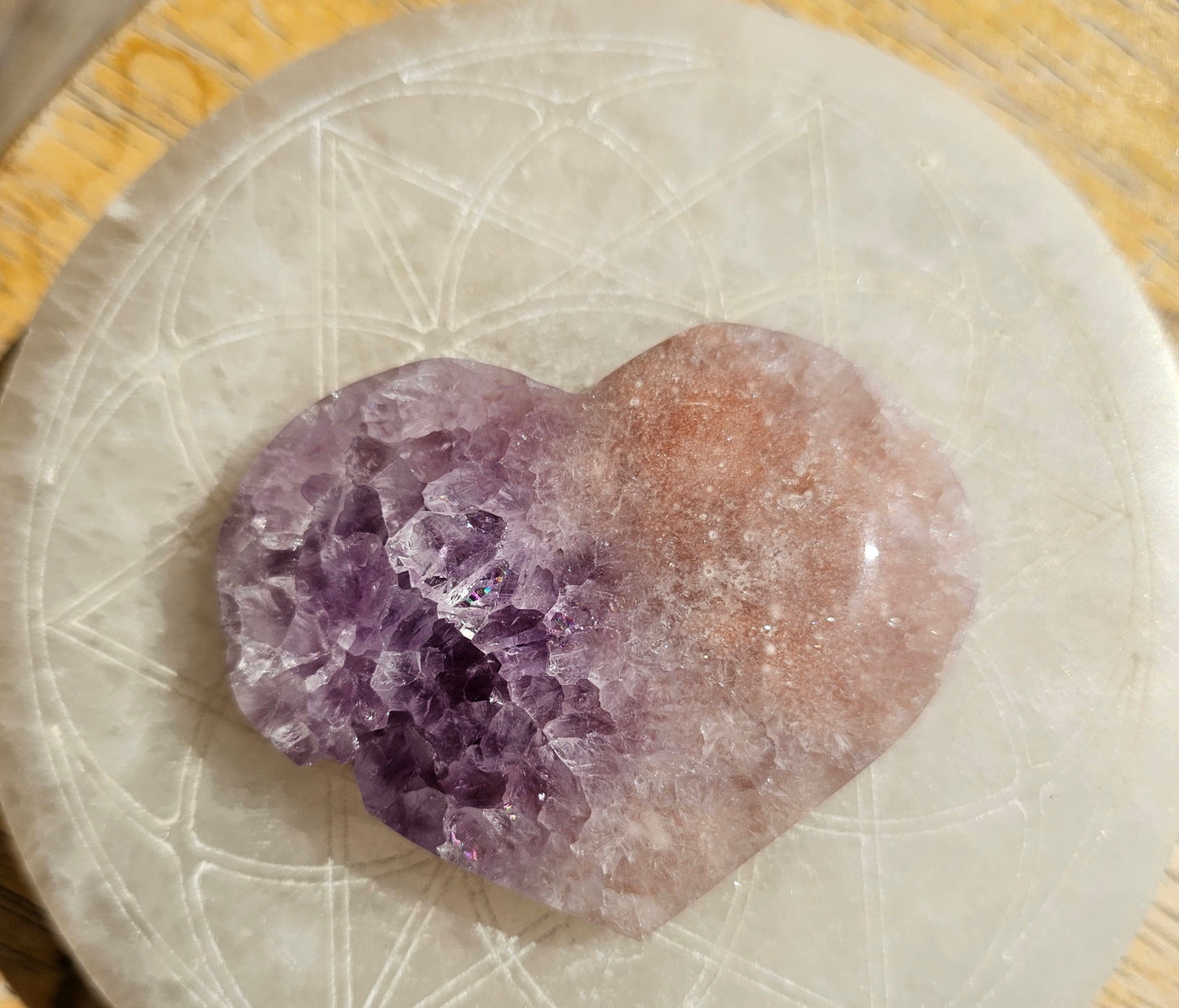 Amethyst-Flower Agate Heart #2
