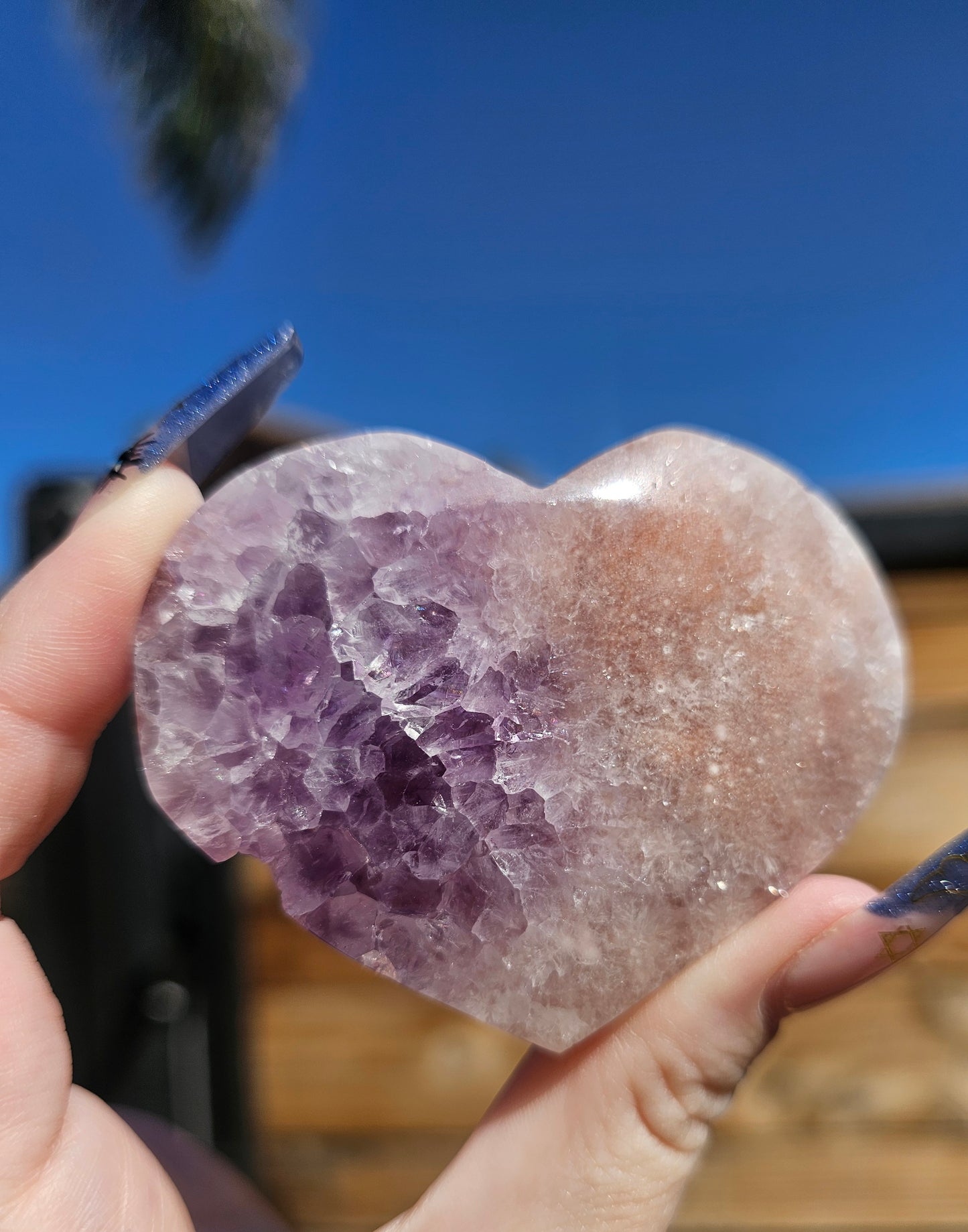 Amethyst-Flower Agate Heart #2