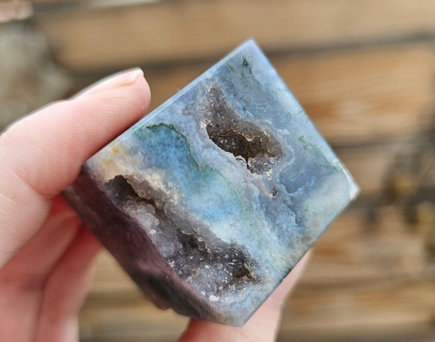 Druzy Moss Agate Cube *B