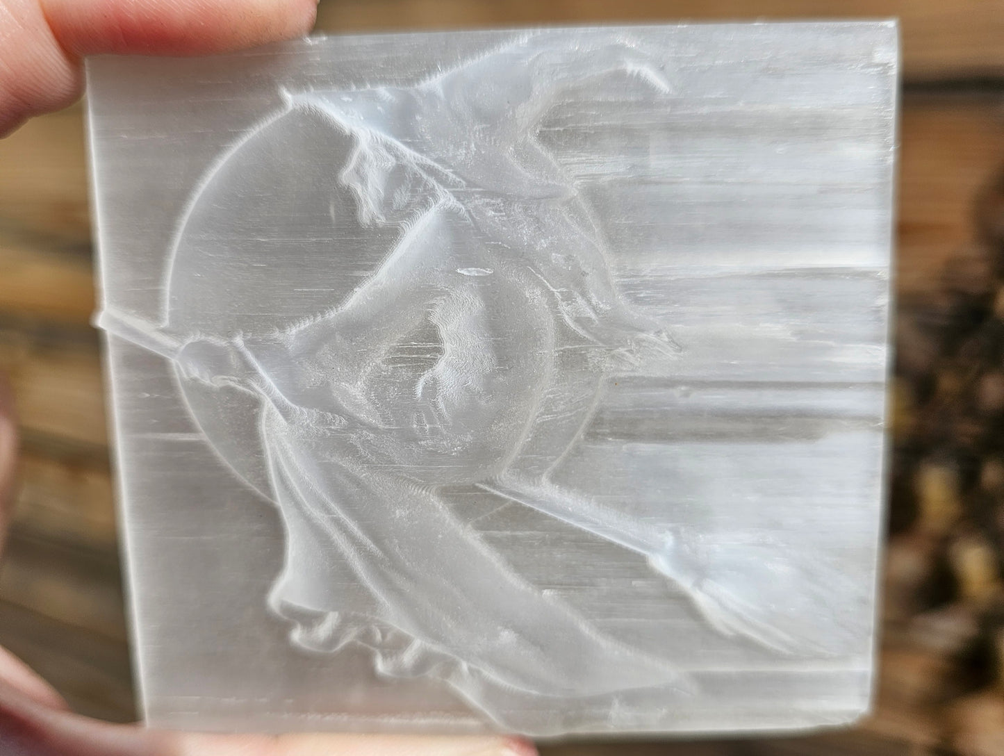 Satin Spar-Selenite Witch Slab