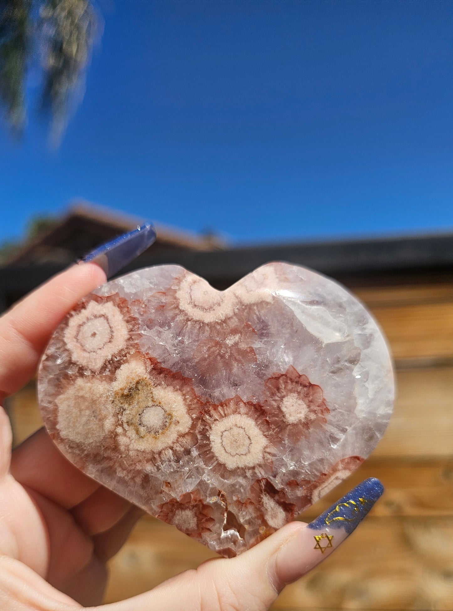 Pink Amethyst-Flower Agate Heart #2
