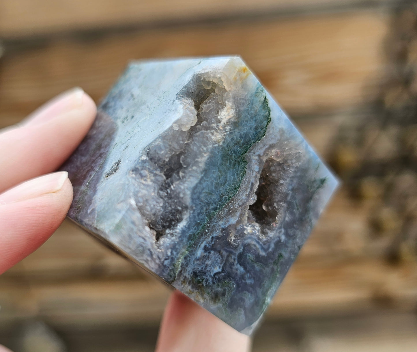 Druzy Moss Agate Cube *B