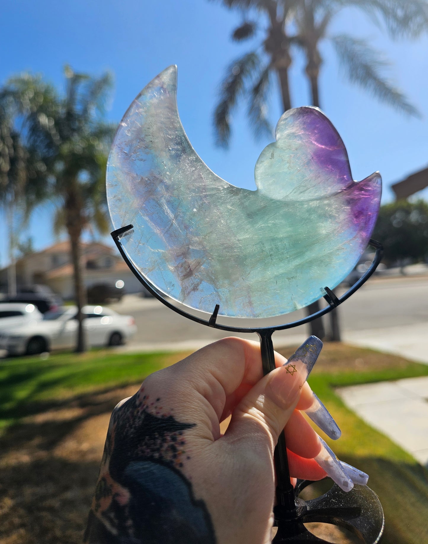 Watermelon Fluorite Moon #2