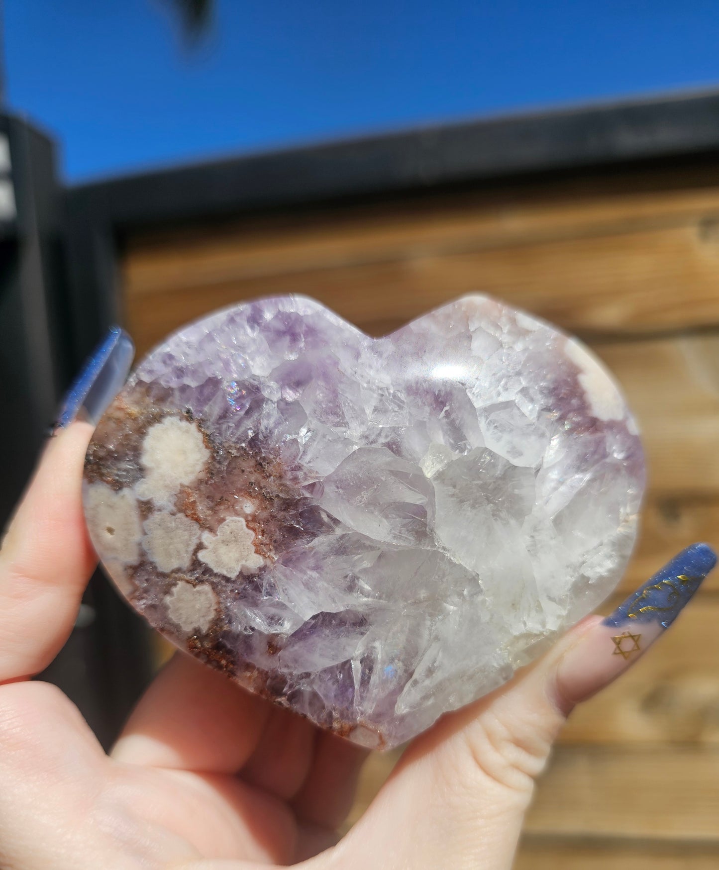 Pink Amethyst Flower Agate Heart #1