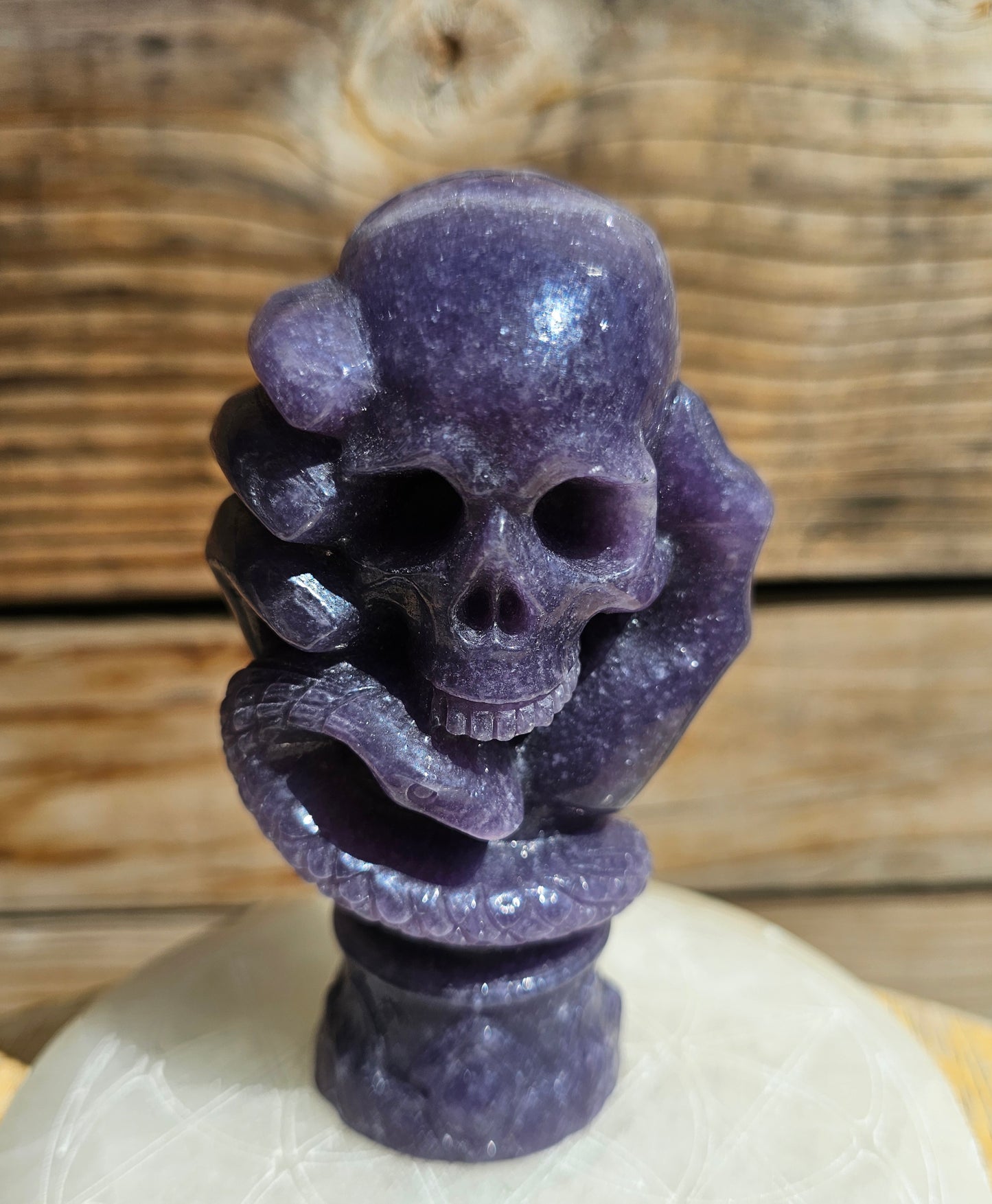 Large Lepidolite Skull Hand
