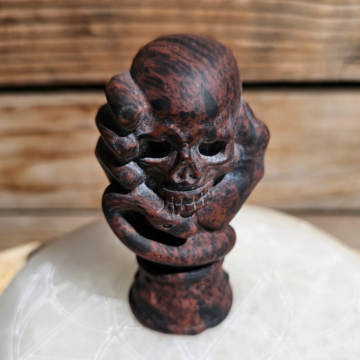 Mahogany Obsidian Skull Hand