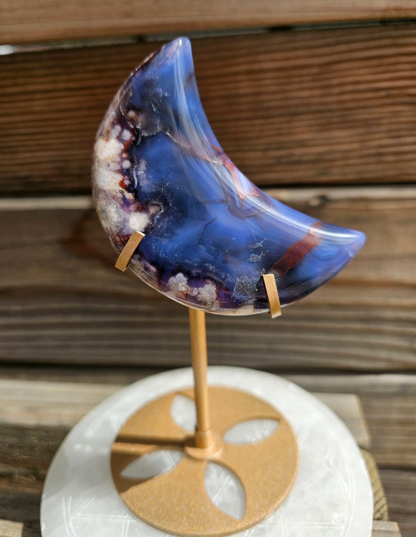 Blue Flower Agate Moon *C