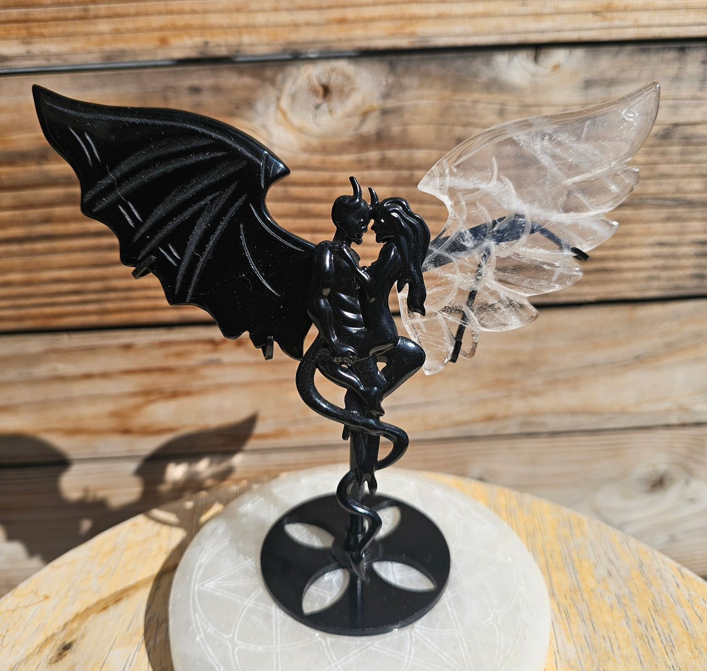 Black Obsidian-Clear Quartz Wings
