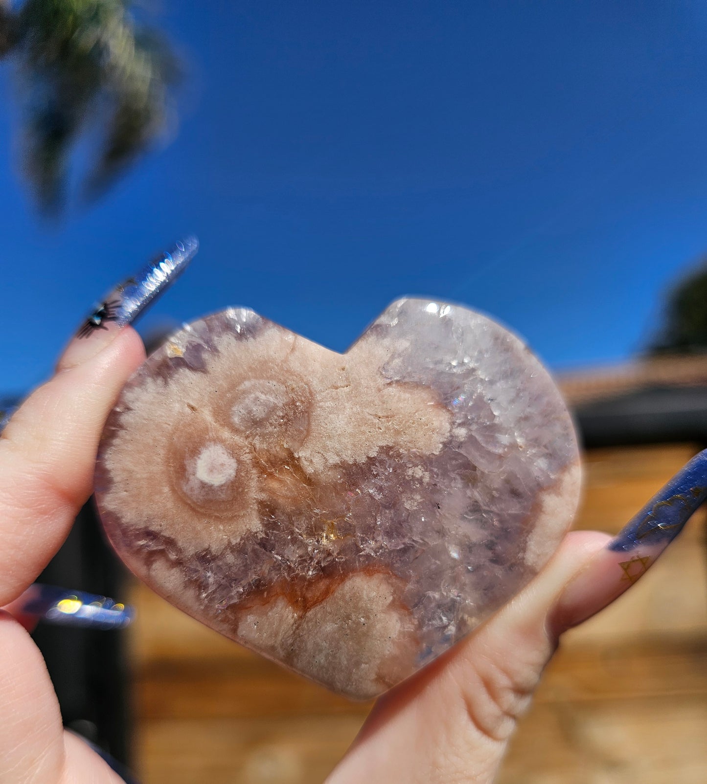 Amethyst-Flower Agate Heart #4