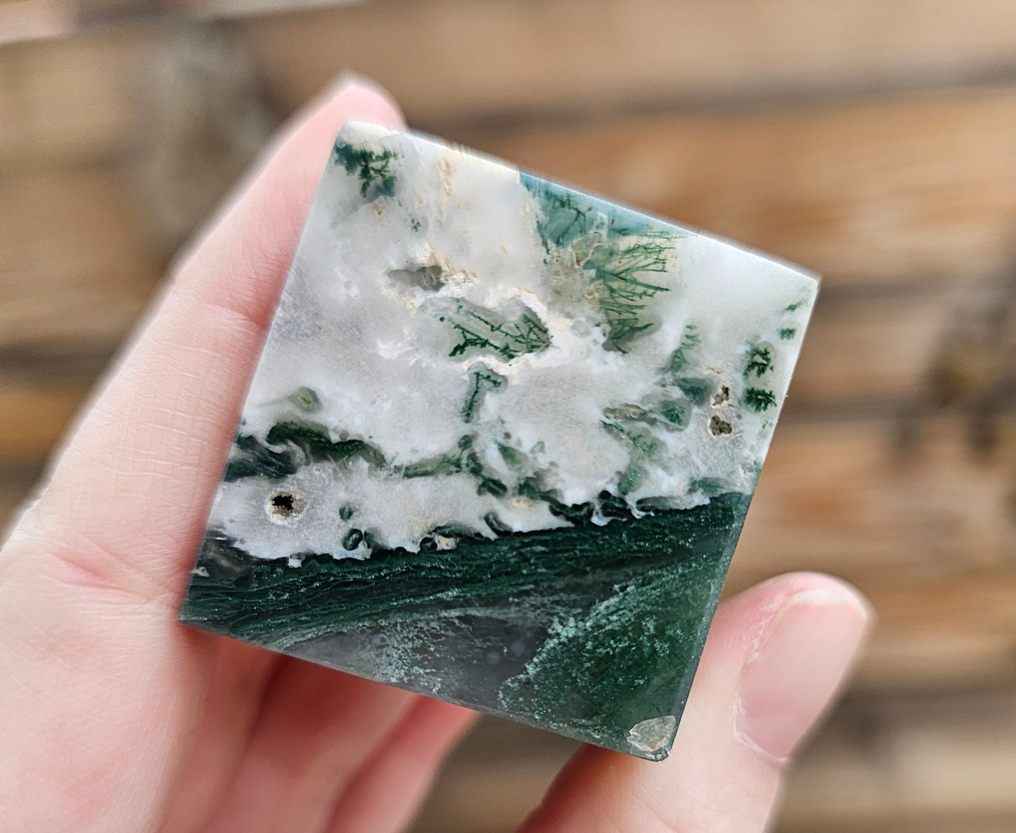 Druzy Moss Agate Cube *F