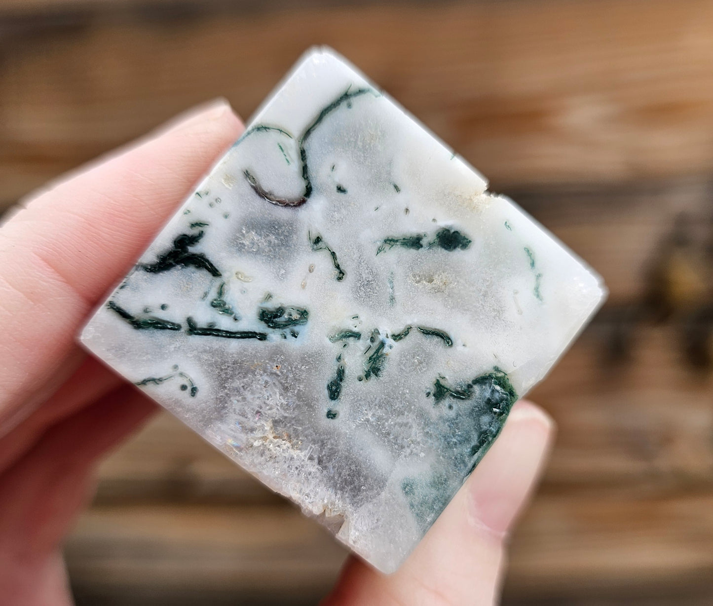 Druzy Moss Agate Cube *A