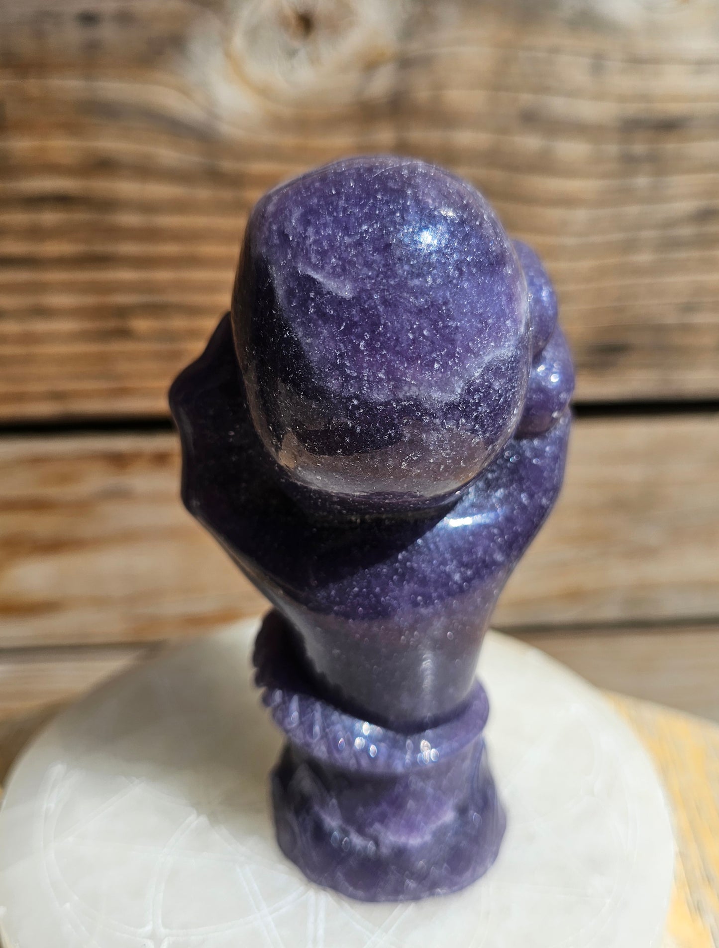 Large Lepidolite Skull Hand
