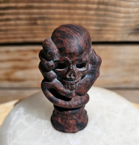 Mahogany Obsidian Skull Hand