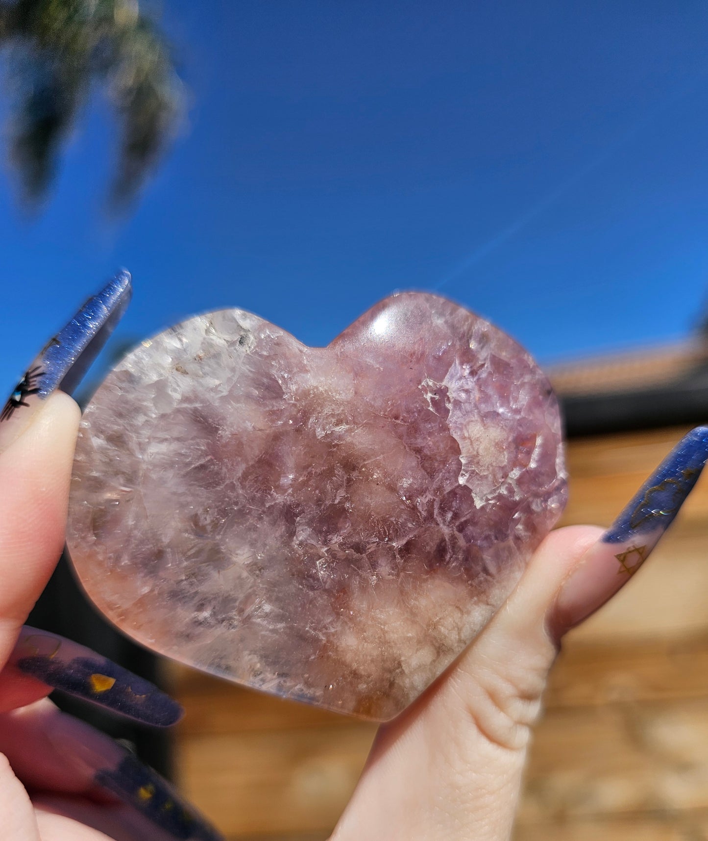 Amethyst-Flower Agate Heart #4