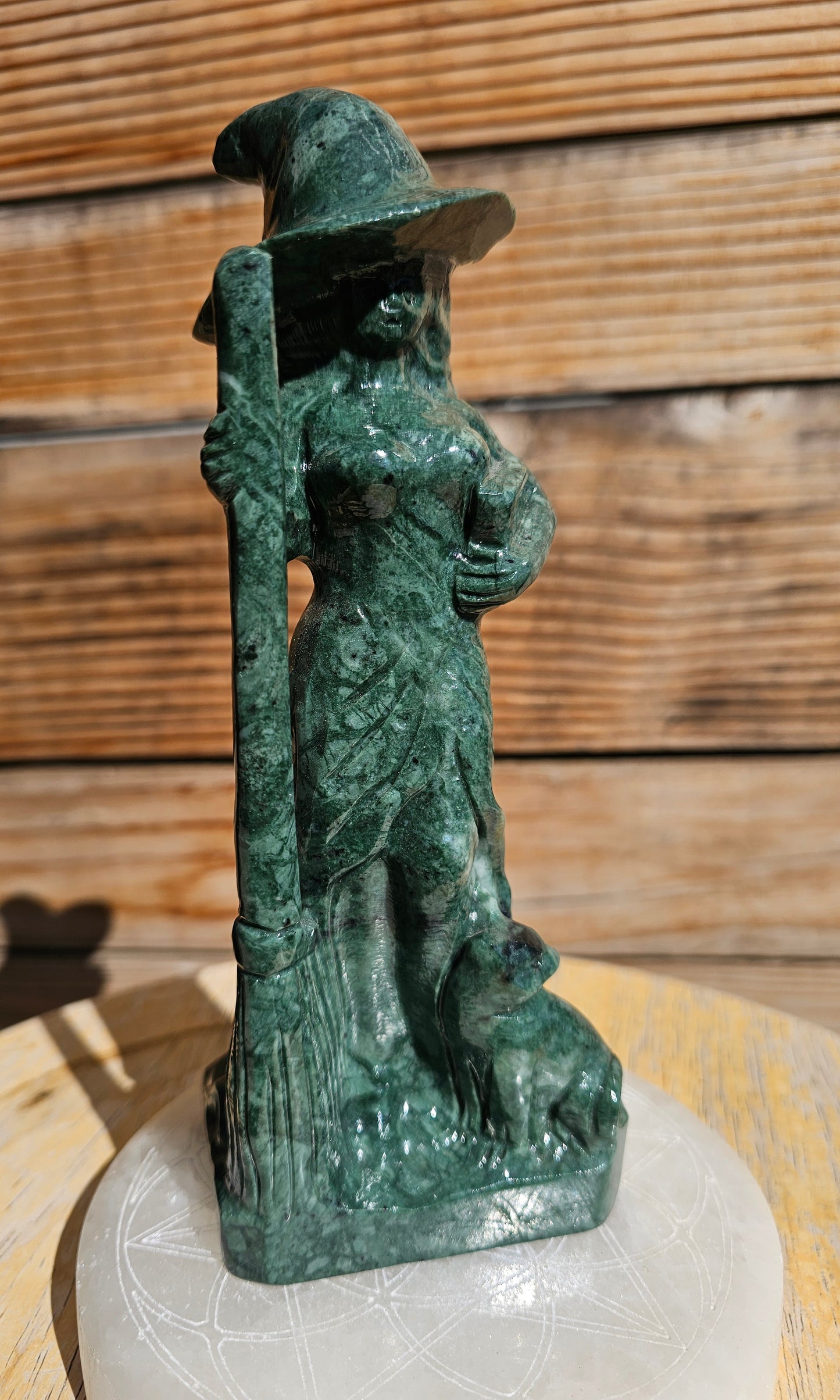 XL Polished Green Jade Witch