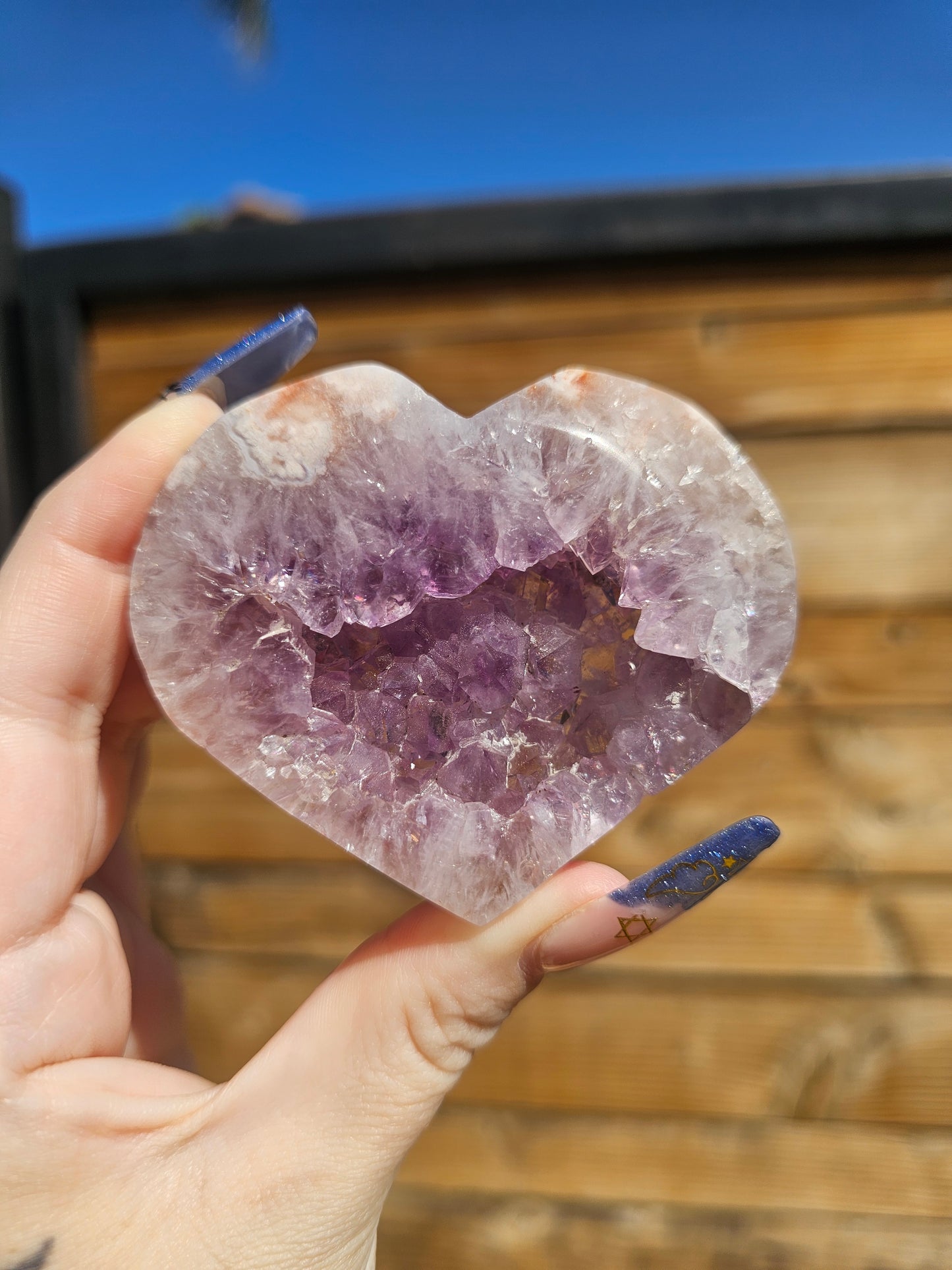 Amethyst-Flower Agate Heart #1