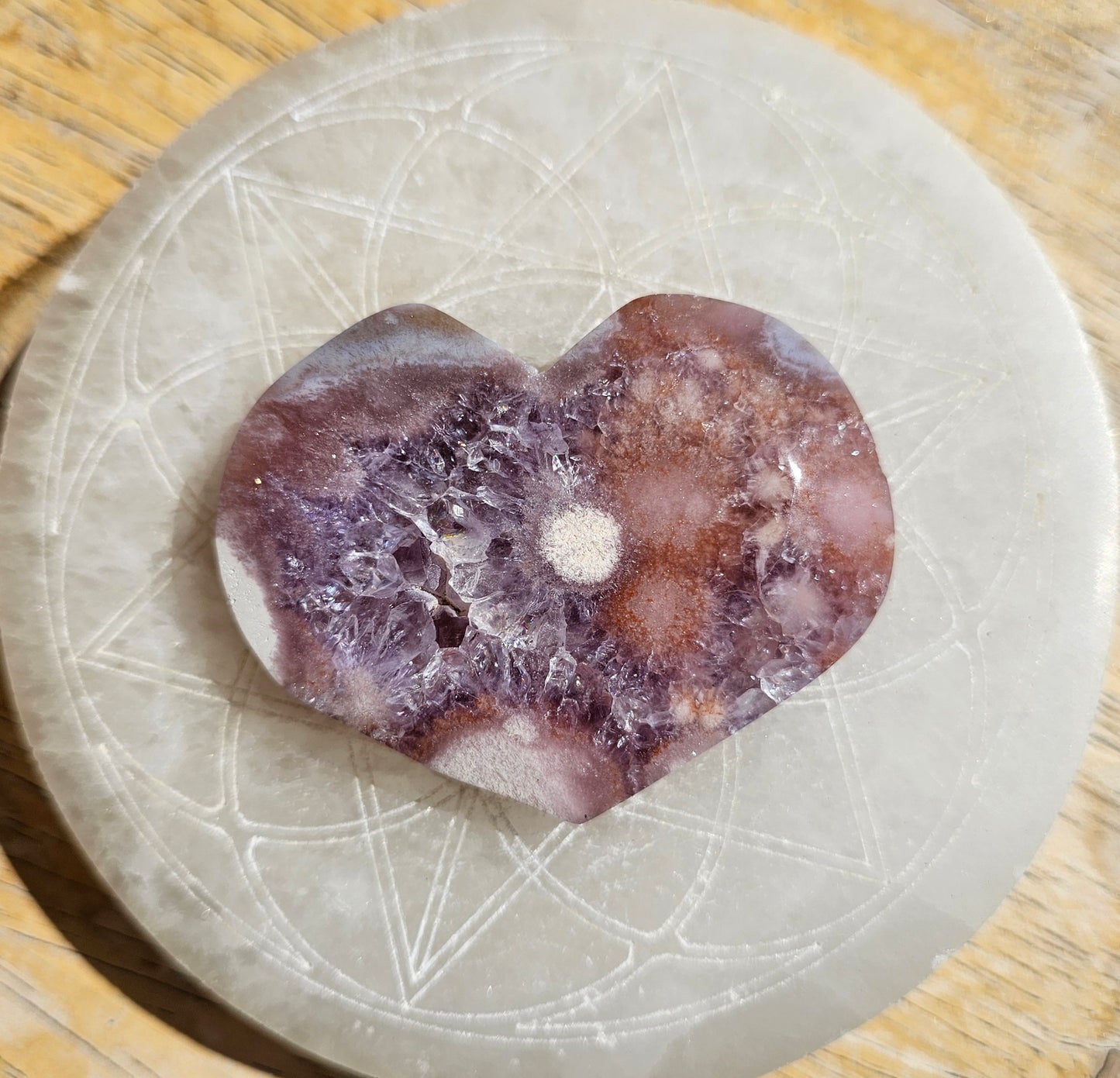Amethyst-Flower Agate Heart #3