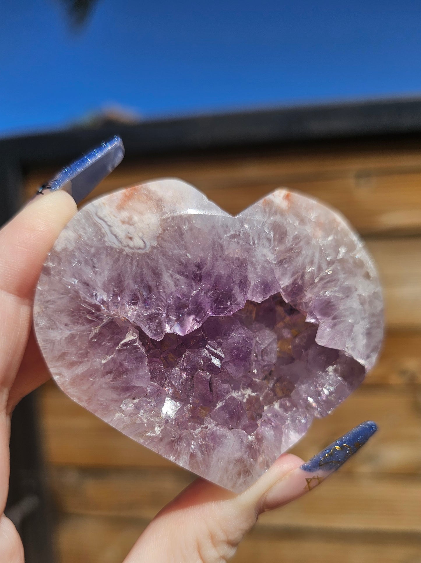 Amethyst-Flower Agate Heart #1