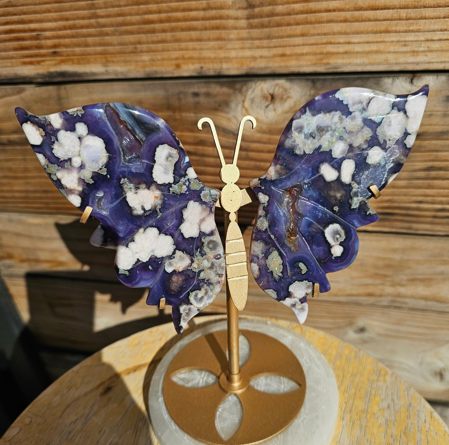 Large Black Flower Agate Butterfly