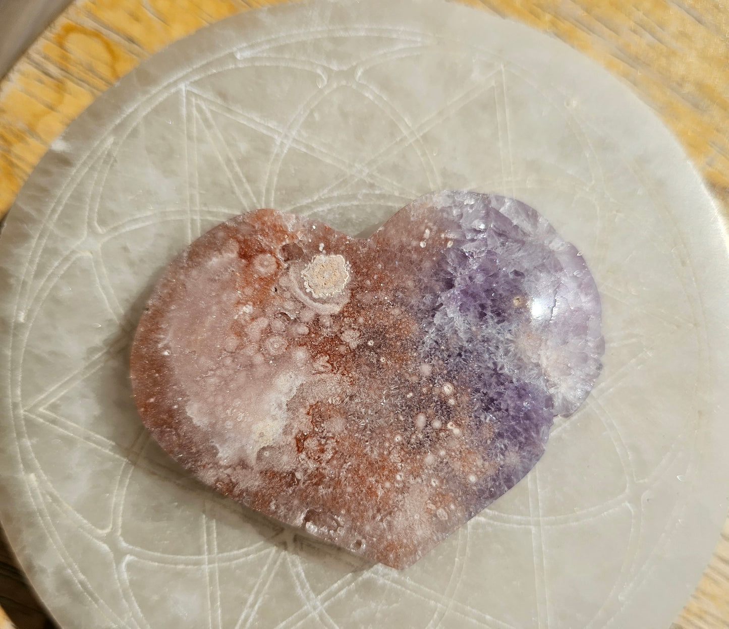 Amethyst-Flower Agate Heart #2