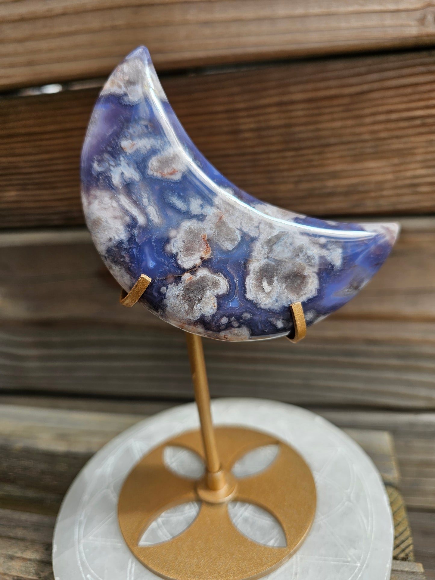 Blue Flower Agate Moon *B