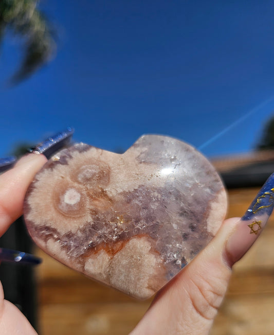 Amethyst-Flower Agate Heart #4